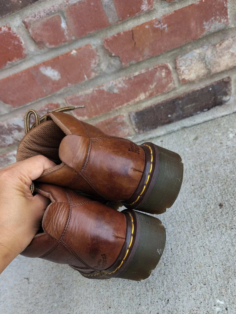 Vintage Dr Martens Chunky Sole Brown Leather Ankle Boots Size 3UK 90s Germany